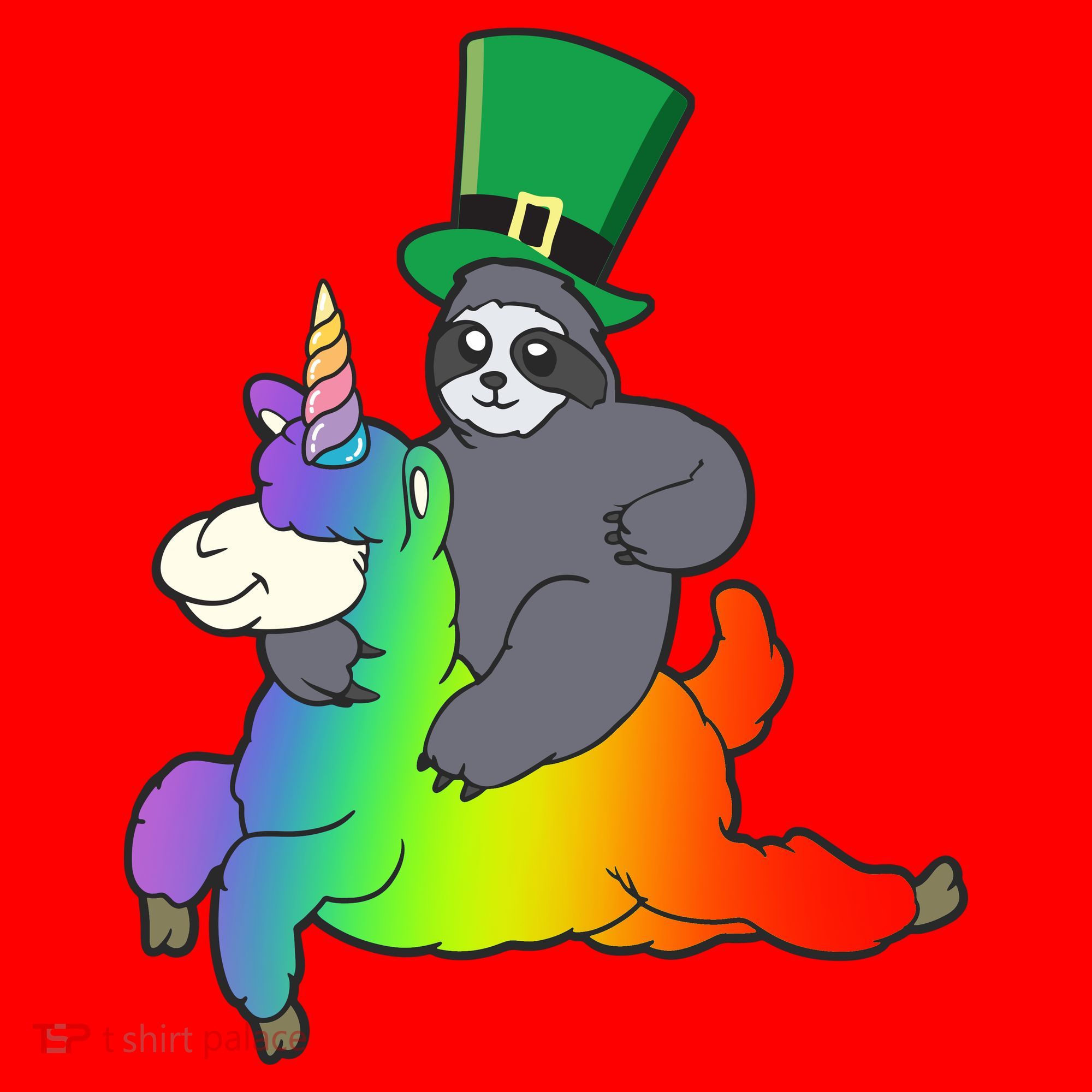 Sloth Riding Llama Unicorn St. Patrick's Day Santa Hat