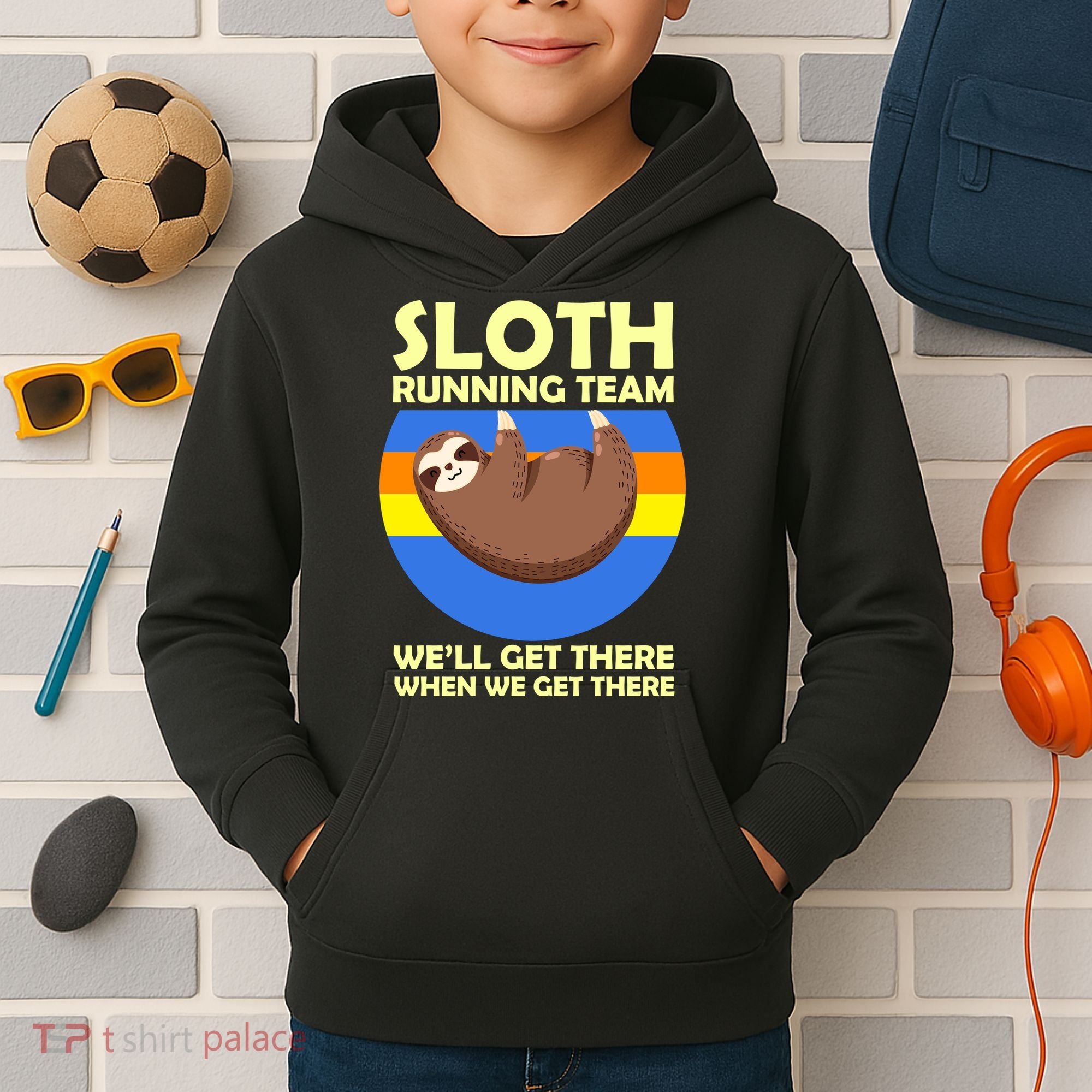 Sloth Running Team Kids Hoodie