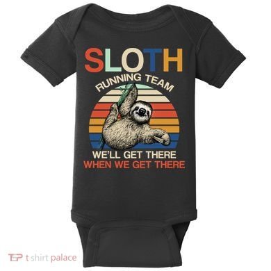 Sloth Running Team Funny Design Baby Bodysuit