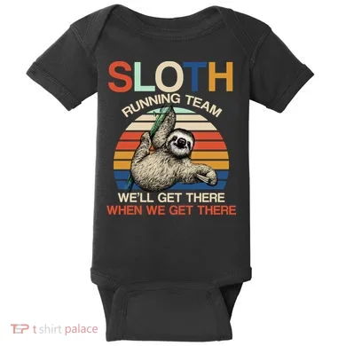 Sloth Running Team Funny Design Baby Bodysuit