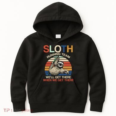 Sloth Running Team Funny Design Kids Hoodie