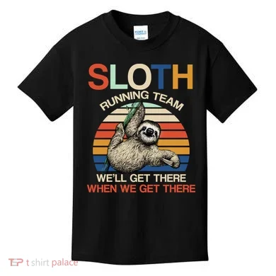Sloth Running Team Funny Design Kids T-Shirt