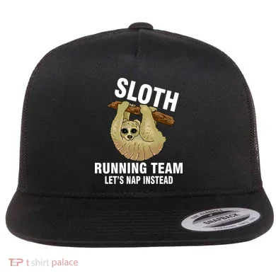 Sloth Running Team Let's Nap Instead Flat Bill Trucker Hat