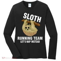 Sloth Running Team Let's Nap Instead Women's Long Sleeve Shirt thumb 0