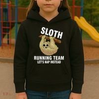 Sloth Running Team Let's Nap Instead Kids Hoodie thumb 3
