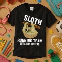 Sloth Running Team Let's Nap Instead Kids T-Shirt thumb 3