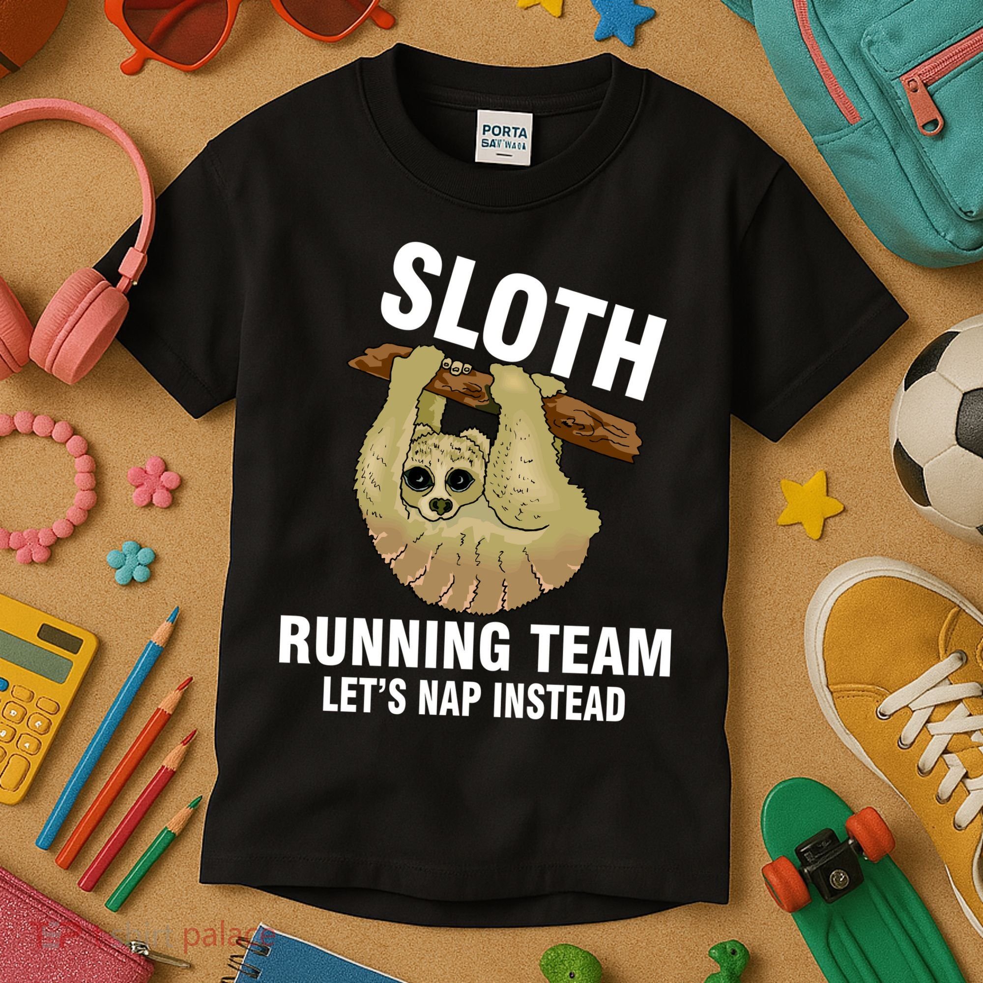 Sloth Running Team Let's Nap Instead Kids T-Shirt