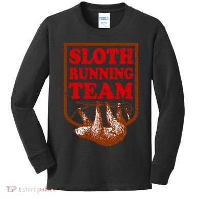Sloth Running Team Vintage Kids Long Sleeve Shirt