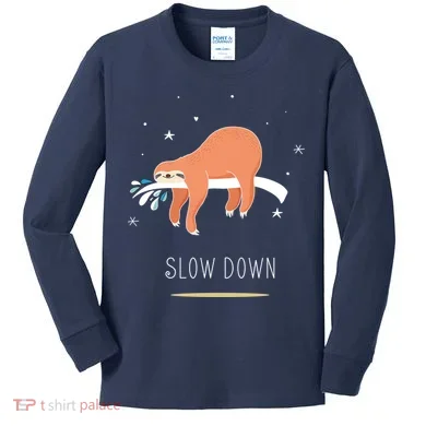 Sloth Slow Down Kids Long Sleeve Shirt