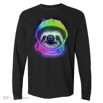 Sloth Spaceman Comfort Colors Heavyweight Long Sleeve T-Shirt