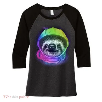 Sloth Spaceman Women's Tri-Blend 3/4-Sleeve Raglan Shirt