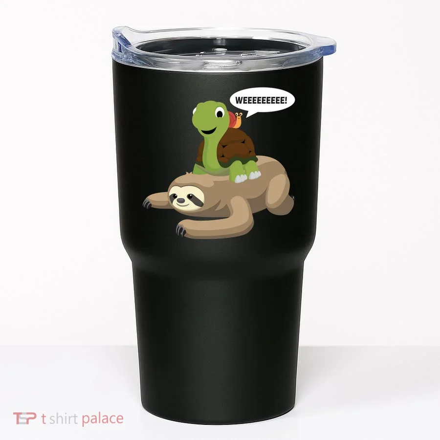 Sloth Turtle Snail Piggyback Tumbler