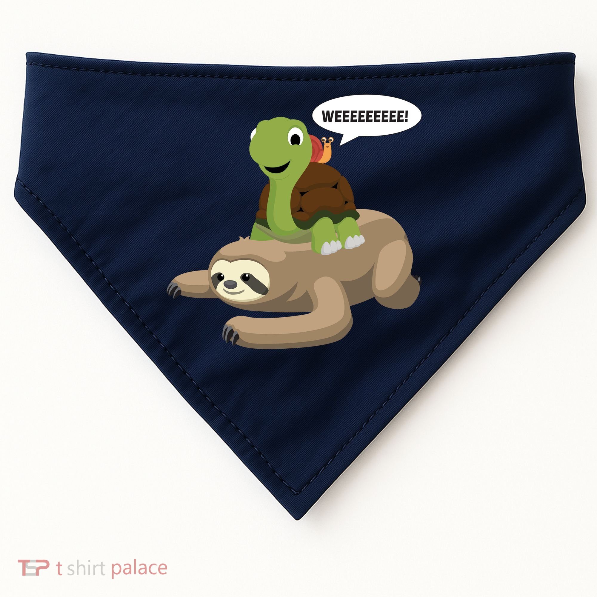 Sloth Turtle Snail Piggyback USA-Made Doggie Bandana