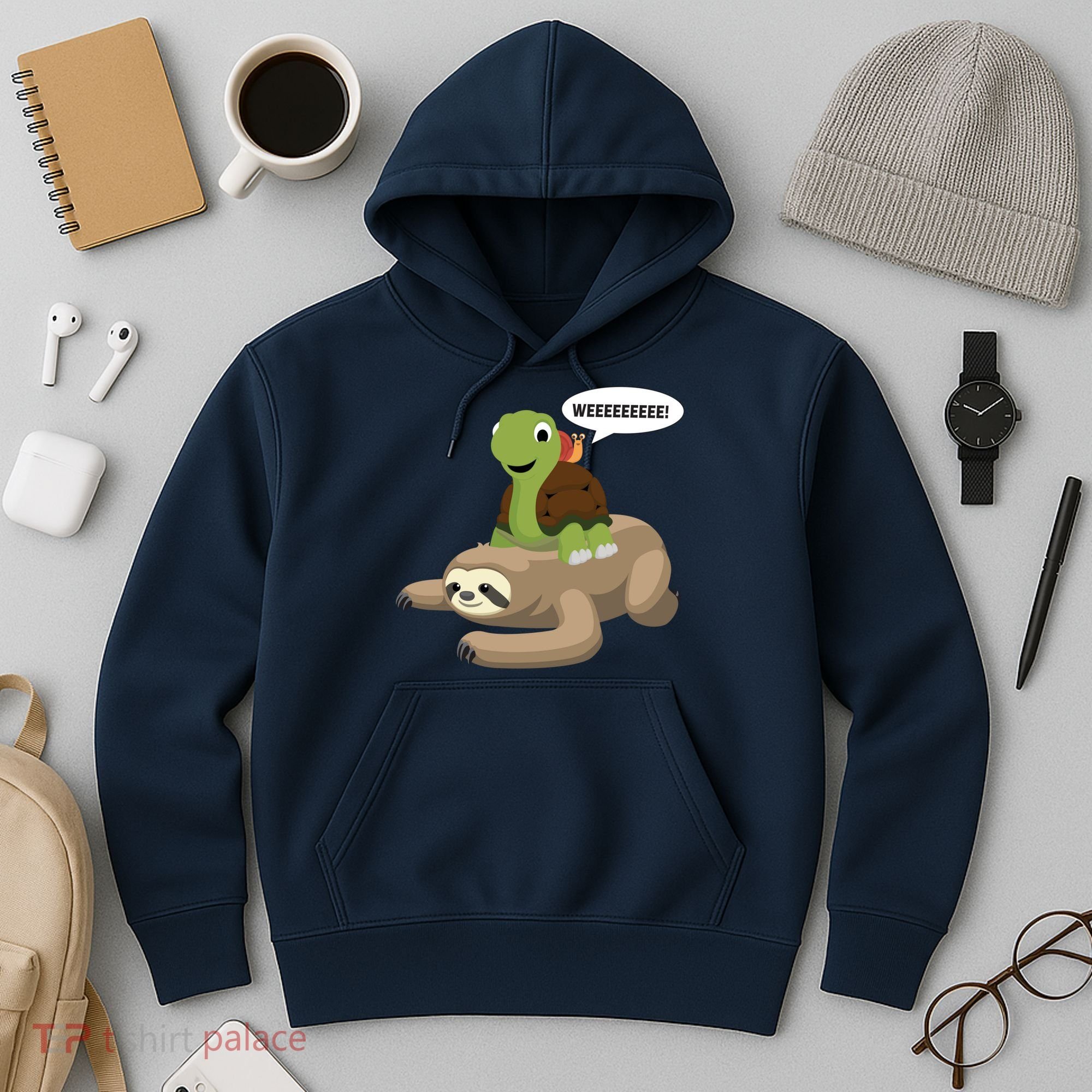 Sloth Turtle Snail Piggyback Hoodie