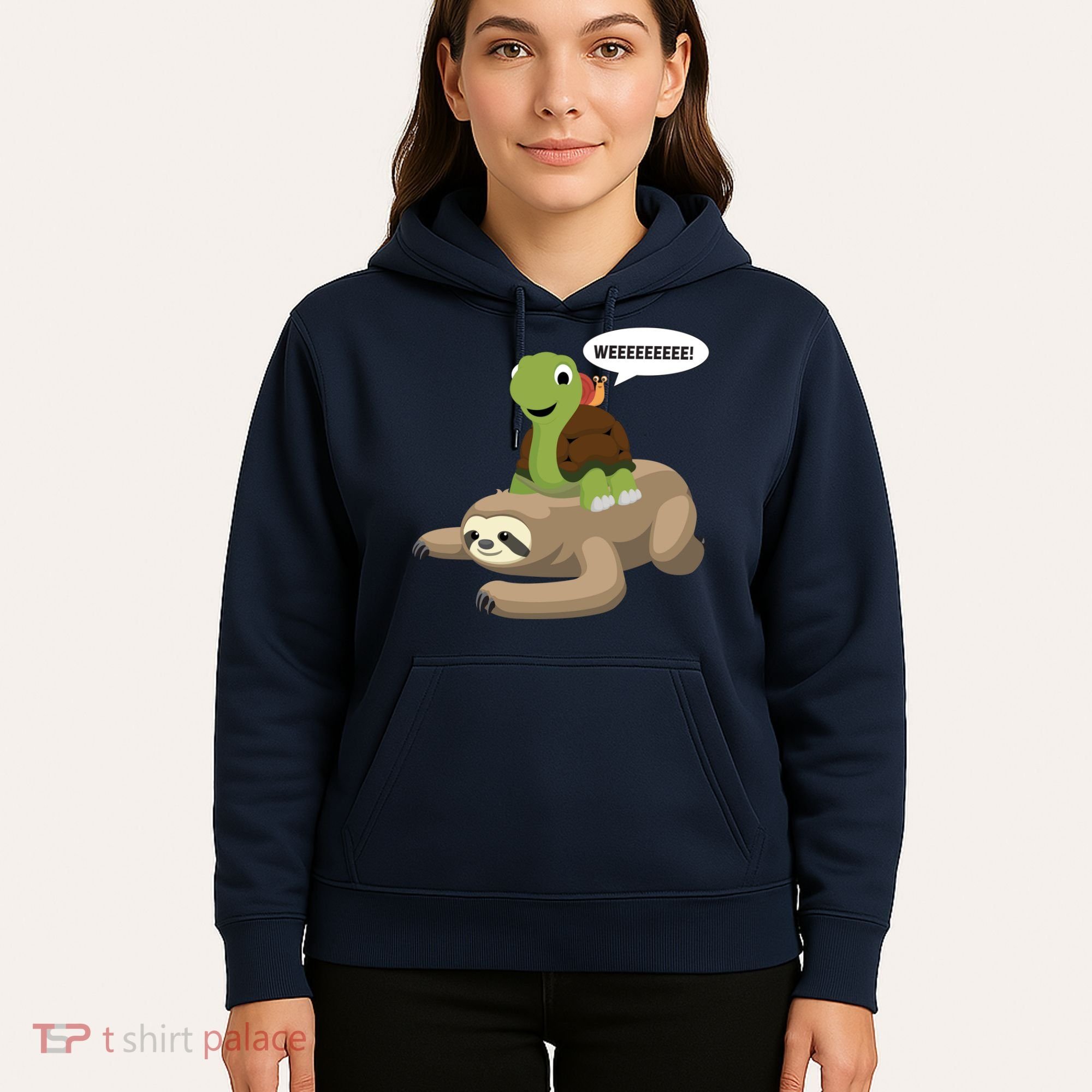Sloth Turtle Snail Piggyback Hoodie