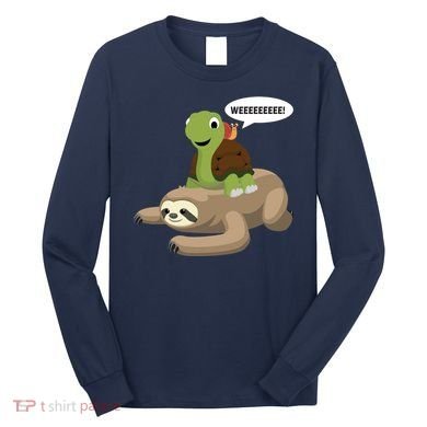 Sloth Turtle Snail Piggyback Long Sleeve Shirt