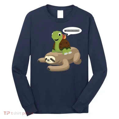 Sloth Turtle Snail Piggyback Long Sleeve Shirt