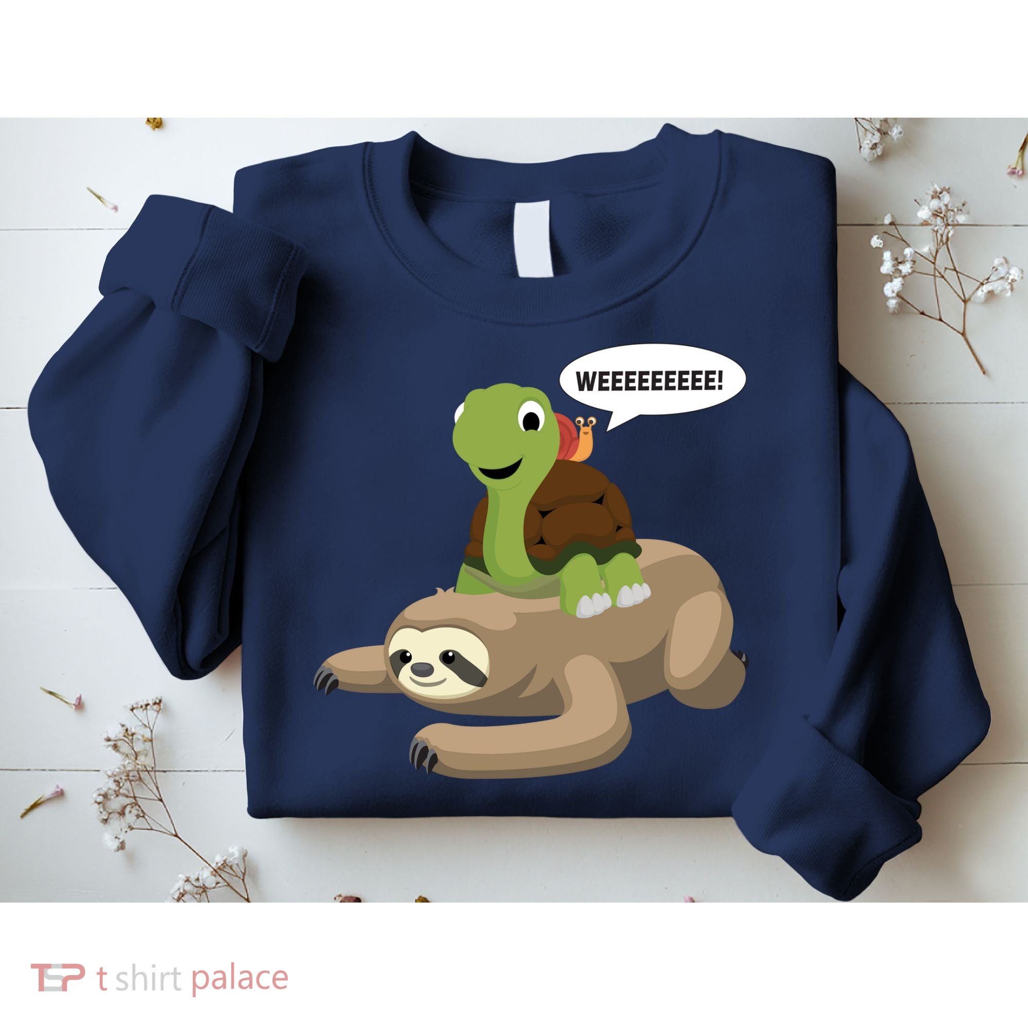 Sloth Turtle Snail Piggyback Sweatshirt
