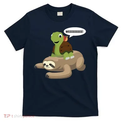 Sloth Turtle Snail Piggyback T-Shirt