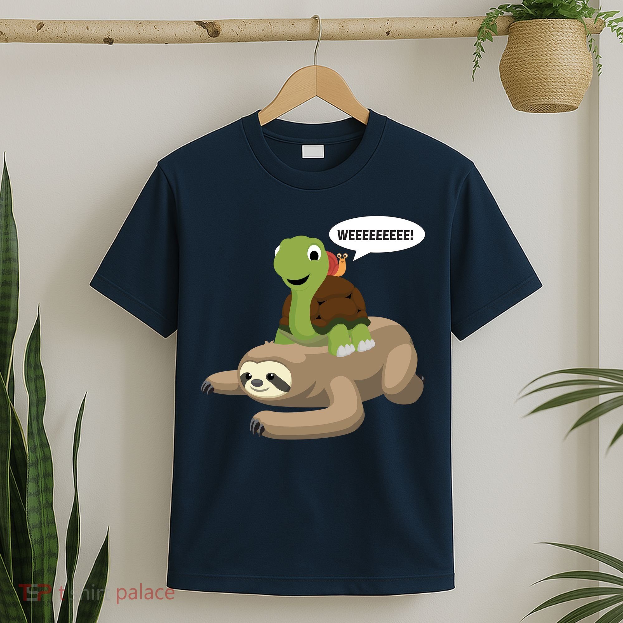 Sloth Turtle Snail Piggyback T-Shirt