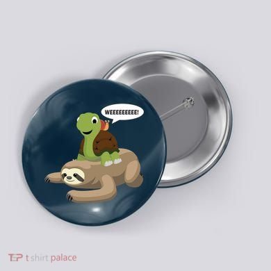 Sloth Turtle Snail Piggyback Button
