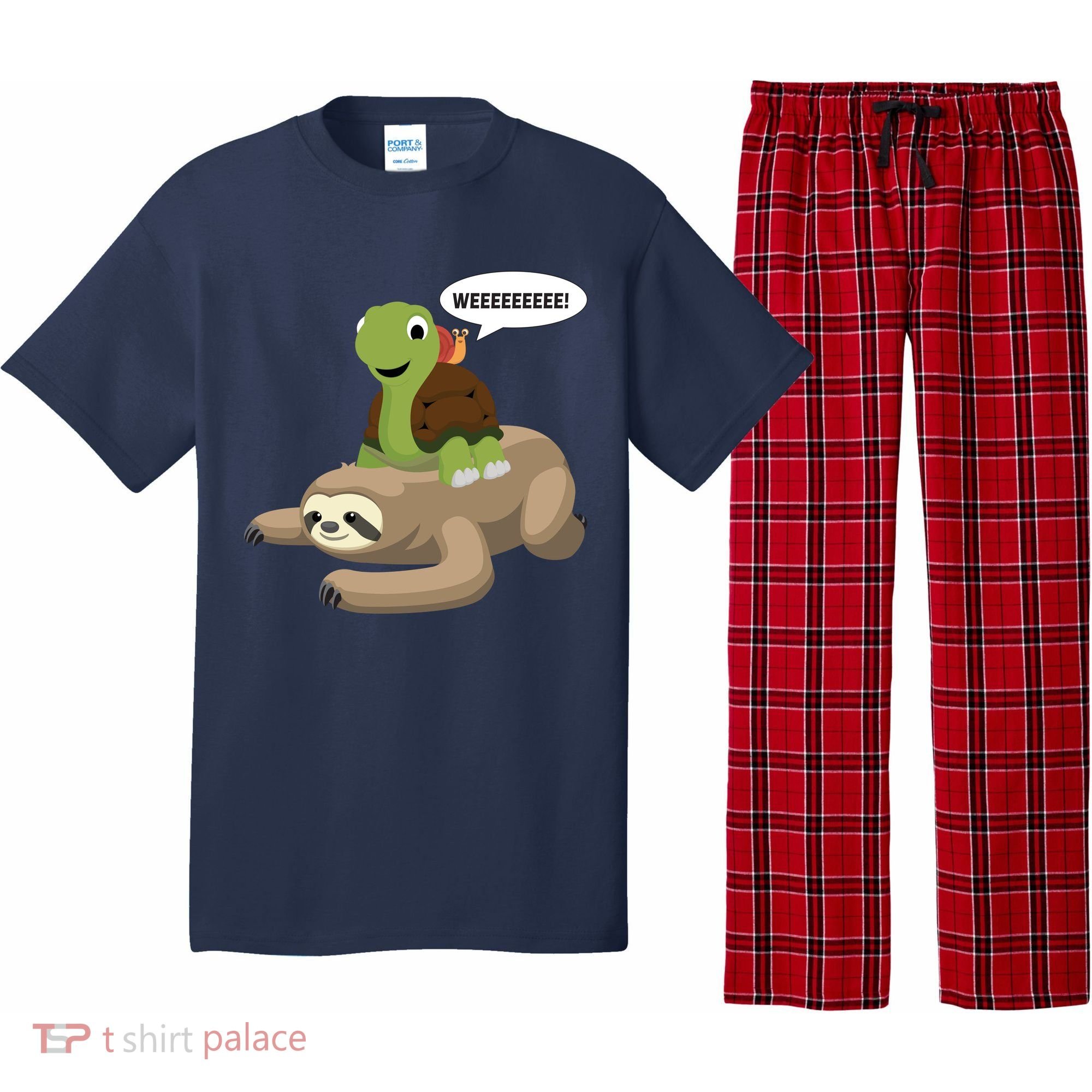 Sloth Turtle Snail Piggyback Pajama Set