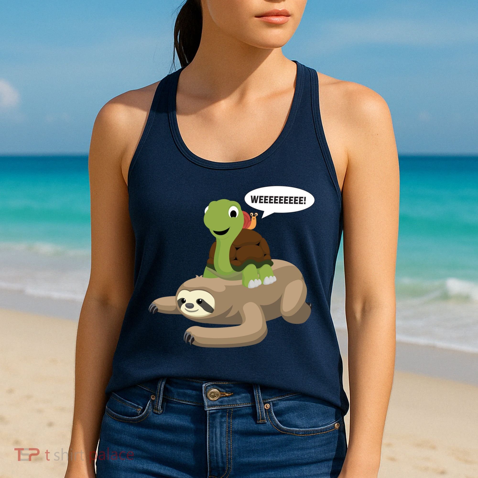 Sloth Turtle Snail Piggyback Women's Tank Top