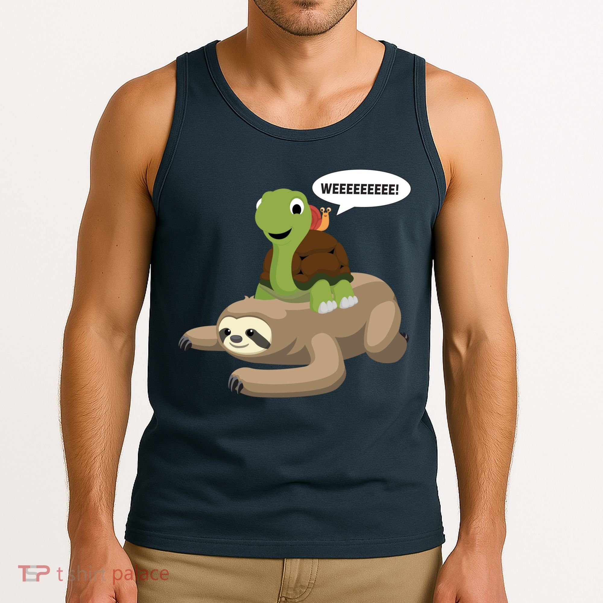 Sloth Turtle Snail Piggyback Tank Top