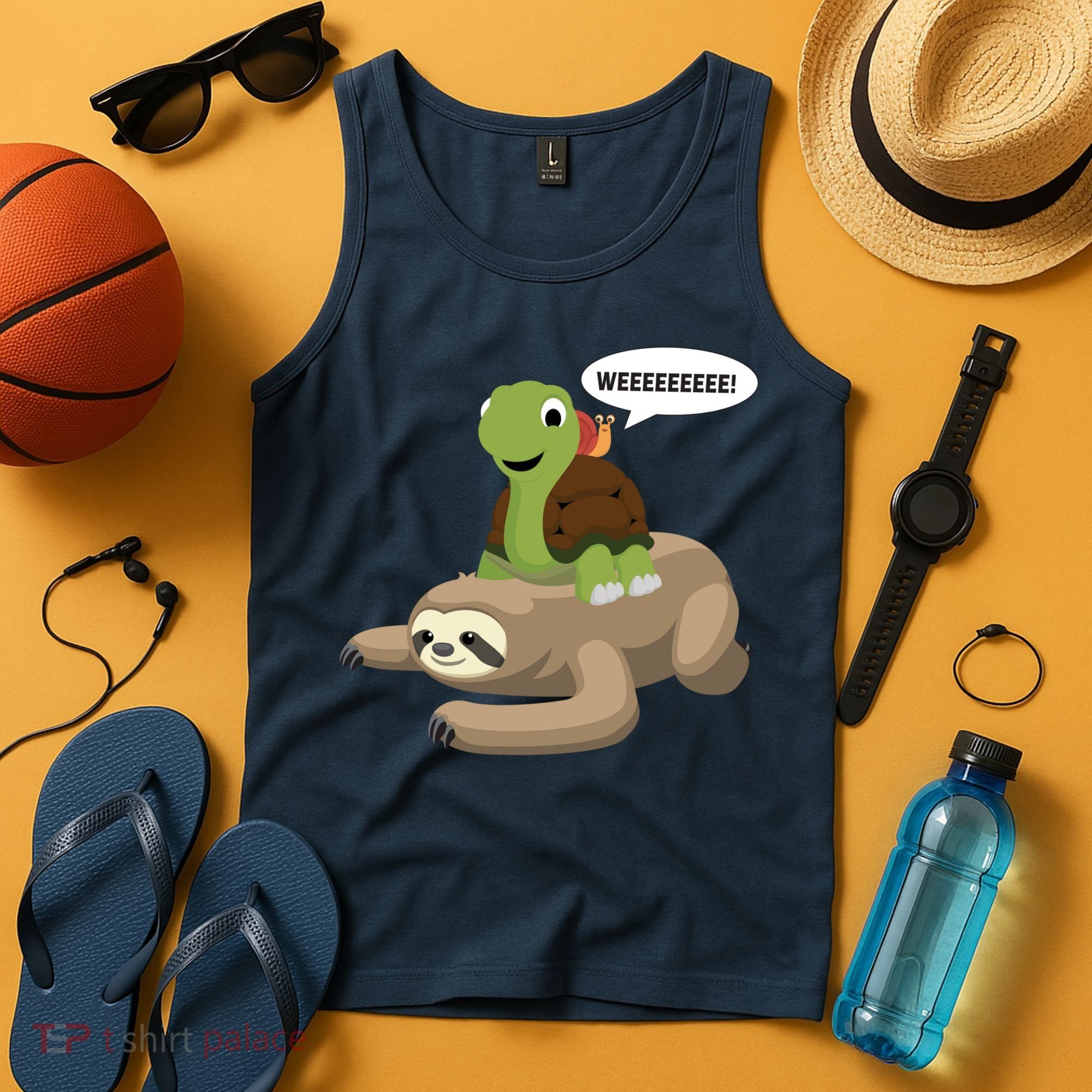 Sloth Turtle Snail Piggyback Tank Top