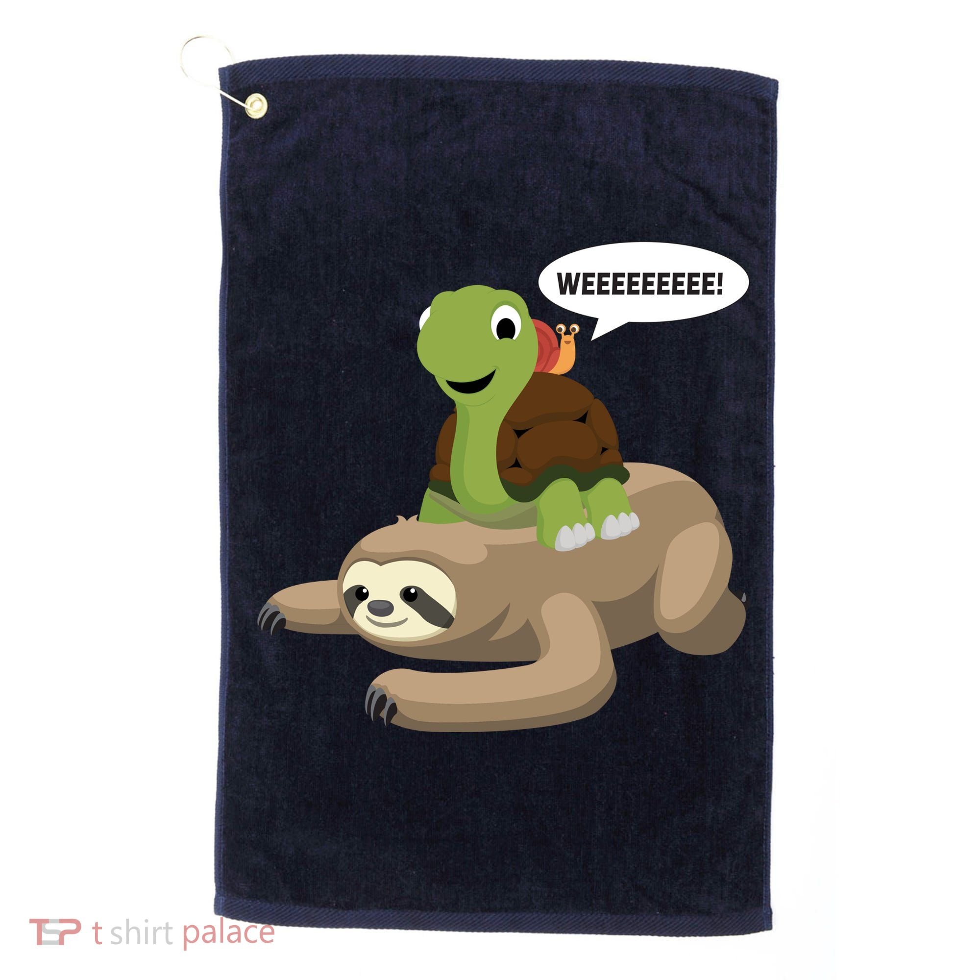 Sloth Turtle Snail Piggyback Golf Towel