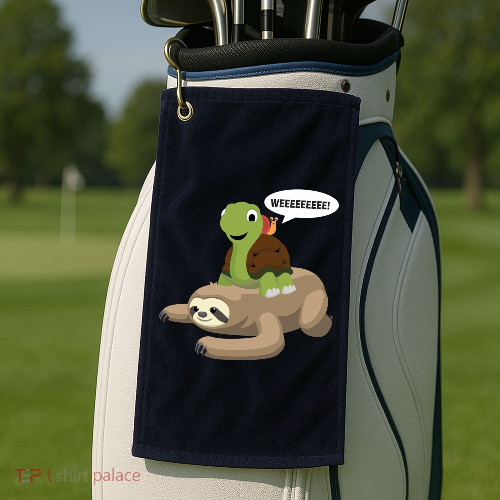 Sloth Turtle Snail Piggyback Golf Towel