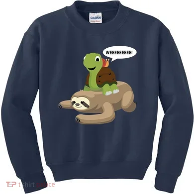 Sloth Turtle Snail Piggyback Kids Sweatshirt