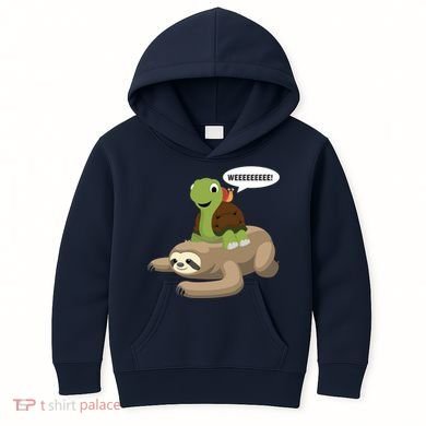 Sloth Turtle Snail Piggyback Kids Hoodie