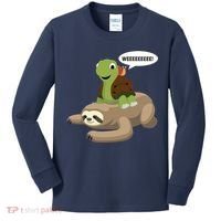 Sloth Turtle Snail Piggyback Kids Long Sleeve Shirt thumb 0