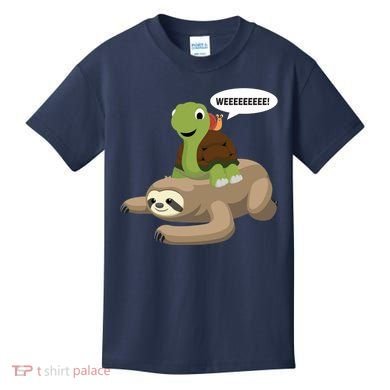 Sloth Turtle Snail Piggyback Kids T-Shirt
