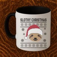 Slothy Christmas Ugly Sweater Coffee Mug thumb 2