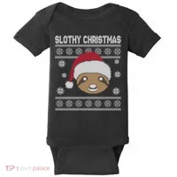 Slothy Christmas Ugly Sweater Baby Bodysuit thumb 0