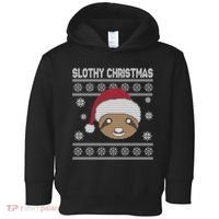 Slothy Christmas Ugly Sweater Toddler Hoodie thumb 0