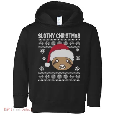 Slothy Christmas Ugly Sweater Toddler Hoodie