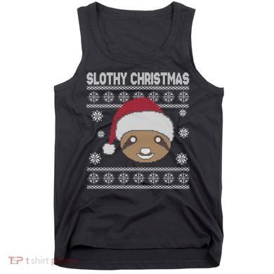 Slothy Christmas Ugly Sweater Tank Top