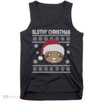 Slothy Christmas Ugly Sweater Tank Top thumb 0