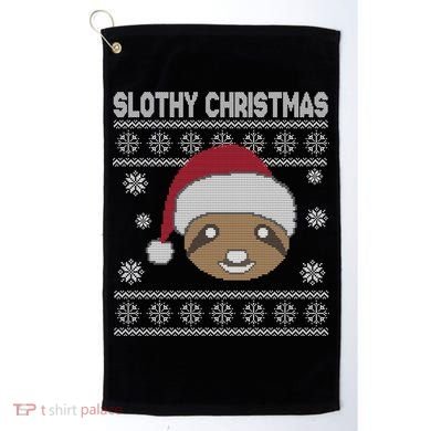 Slothy Christmas Ugly Sweater Golf Towel