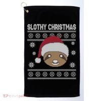 Slothy Christmas Ugly Sweater Golf Towel thumb 0