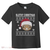 Slothy Christmas Ugly Sweater Toddler T-Shirt thumb 0