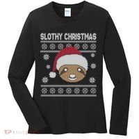 Slothy Christmas Ugly Sweater Women's Long Sleeve Shirt thumb 0