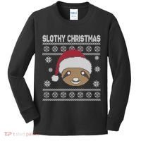 Slothy Christmas Ugly Sweater Kids Long Sleeve Shirt thumb 0