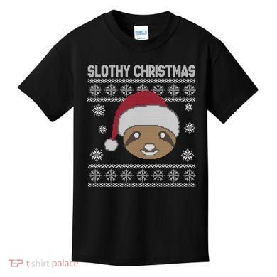 Slothy Christmas Ugly Sweater Kids T-Shirt