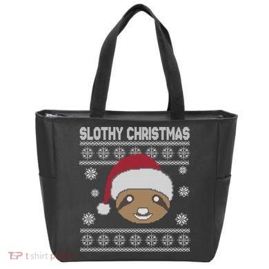Slothy Christmas Ugly Sweater Tote Bag
