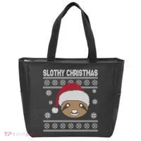 Slothy Christmas Ugly Sweater Tote Bag thumb 0