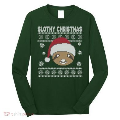 Slothy Christmas Ugly Sweater Long Sleeve Shirt
